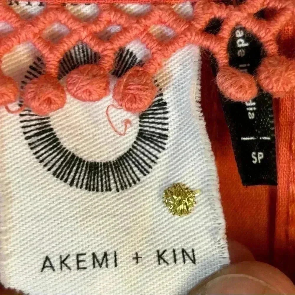 Anthro Akemi + Kin Josephine Small Embroidered Dress Coral 3/4 Sleeve NO SLIP - Picture 4 of 14